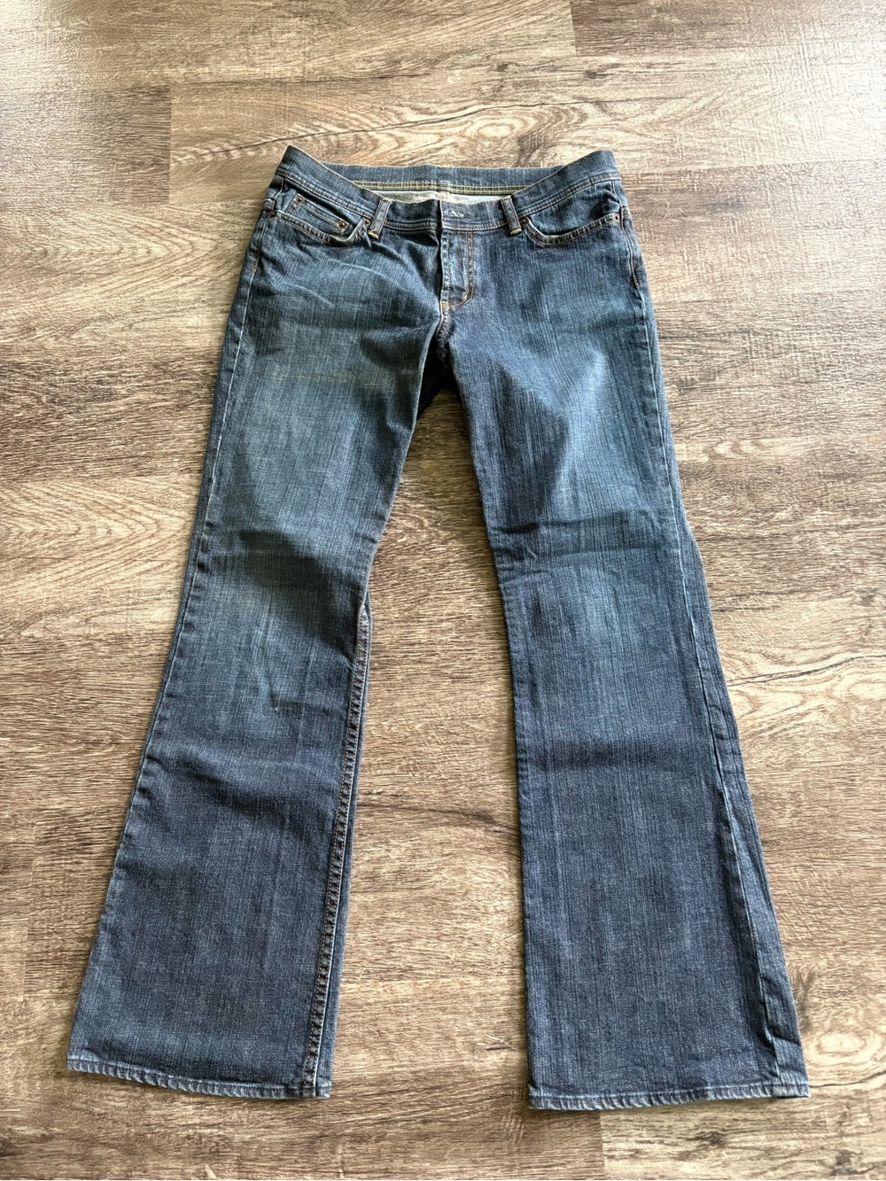 Y2K Express Jeans Denim Laboratory Flare Leg Rhinestone Pocket